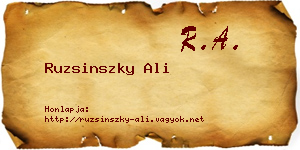 Ruzsinszky Ali névjegykártya
